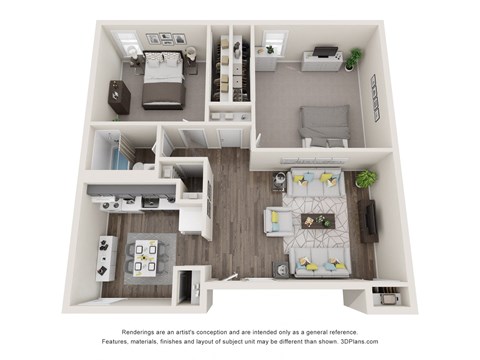 Floor plan for 2 beds, 1 bath, 900 sqft